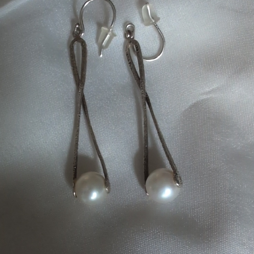 Silpada Silver Pearl Dangle Earrings